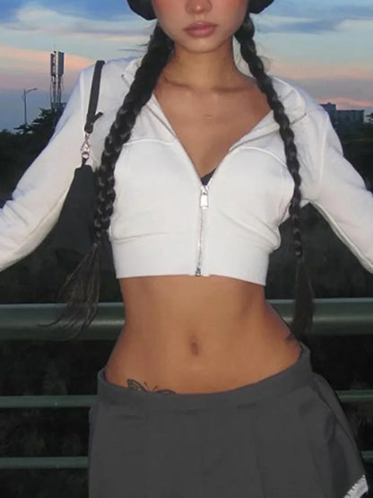 Vintage White Cropped Hoodie