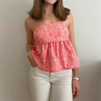 Floral Print Off-Shoulder Strapless