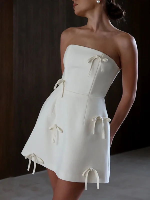 Bow Strapless Backless Bodycon Party Dress