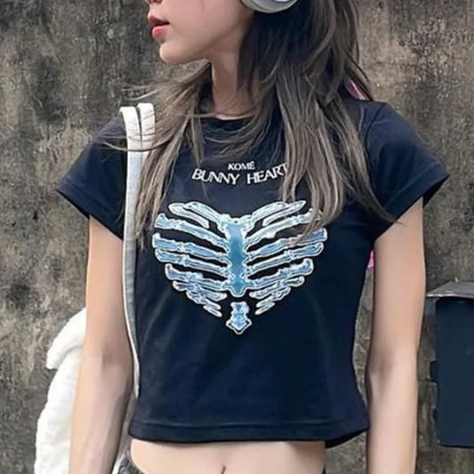 Star Print Casual Retro Crop Top