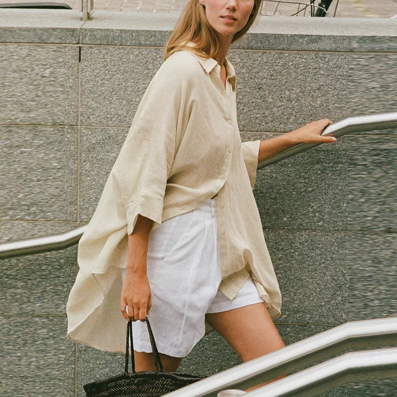 Linen Half Sleeve Office Casual Blouse