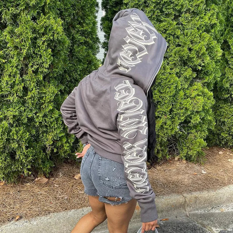 Monochrome Print Autumn Hoodie