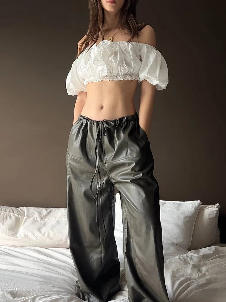 Puffy Applique Solid Midnight Strapless