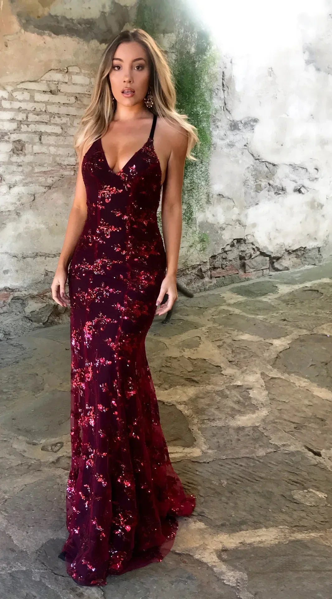 Sequins Wrap Breast Maxi Dress