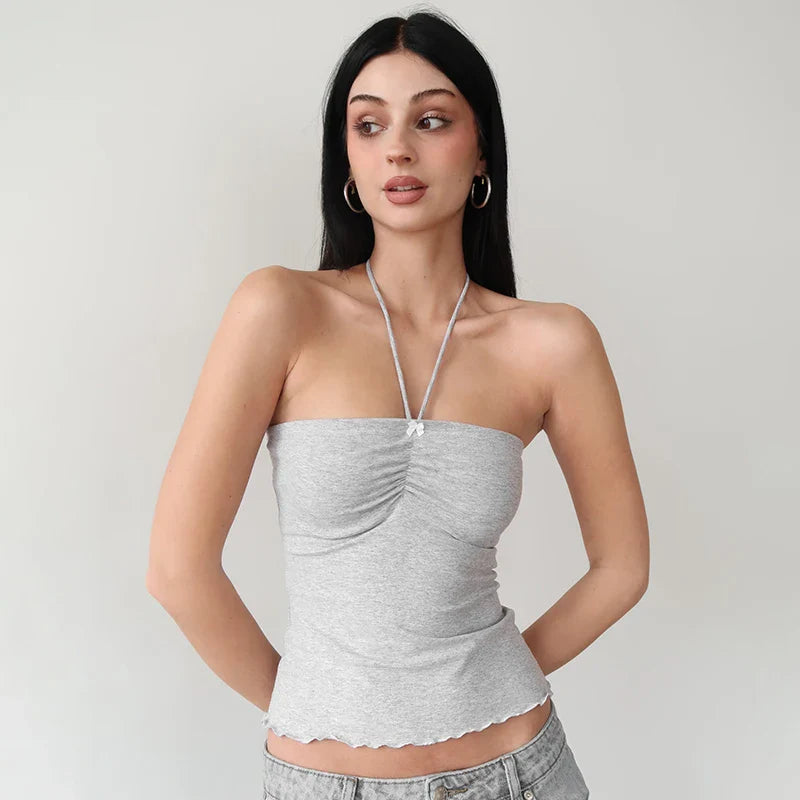 Sweet Girl Solid Bow Strapless