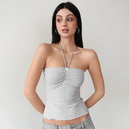 Sweet Girl Solid Bow Strapless