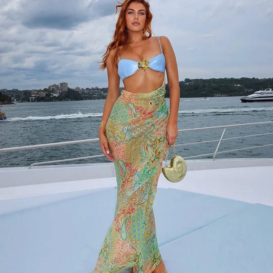 Metallic Sleeveless Patchwork Floral Dress