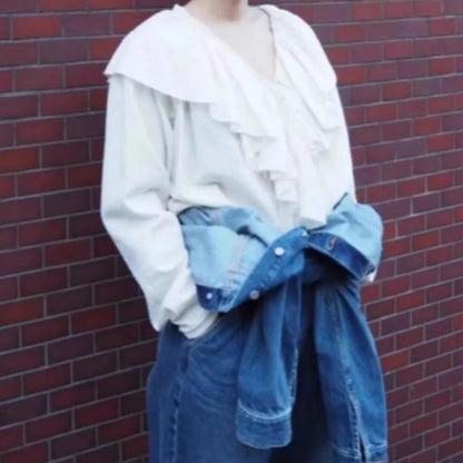 Elegant Fashion Ruffles Stereoscopic Ruched Blouse