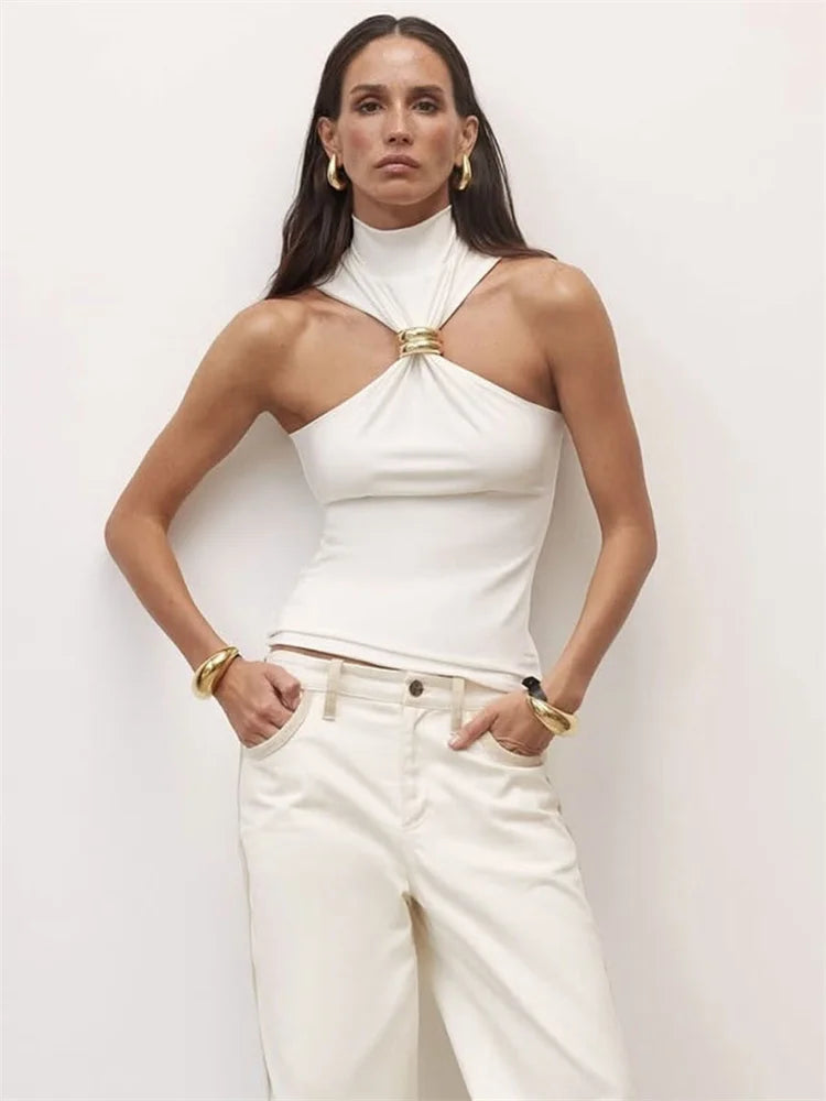 Tossy Sexy Off-Shoulder Patchwork Cami Top