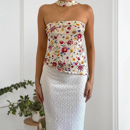 Vintage Floral Irregular Strapless
