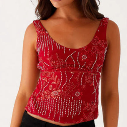Sequin Sparkly Sleeveless Shirt Cami Top