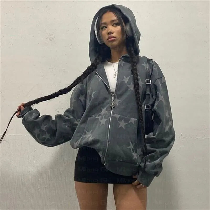 Star Graphic Grunge Hoodie