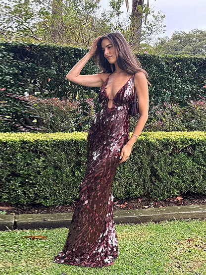 Sequined Hollow Slip Maxi Dress