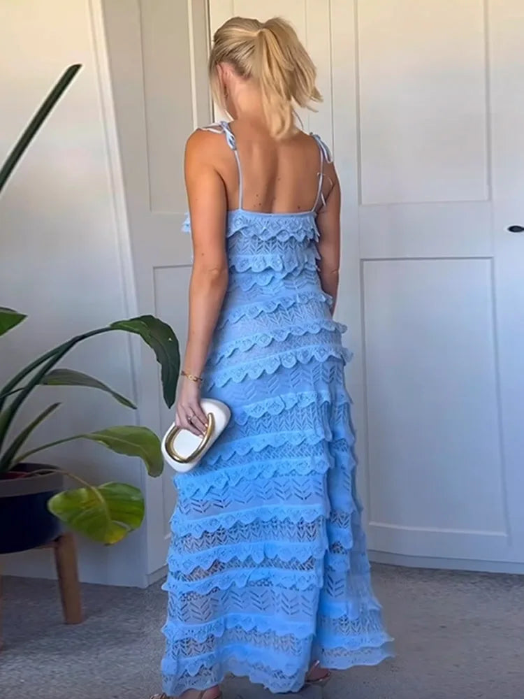 Solid Lace Off Shoulder Midi Dress