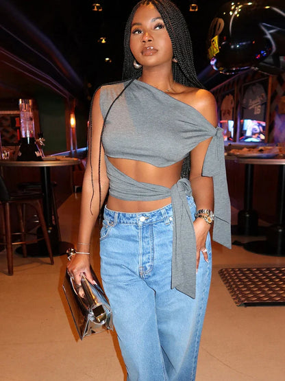 Hollow Bandage Ribbon Wrap Strapless