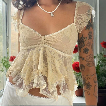 See-Through V Neck Tank Crop Top