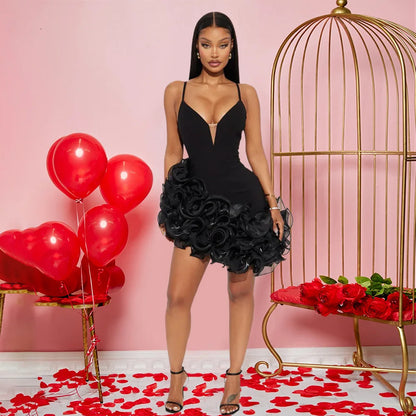 Ruffles Pleated Sleeveless Mini Party Dress