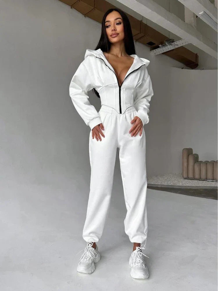 Fish Bone Zipper Slim Hoodie