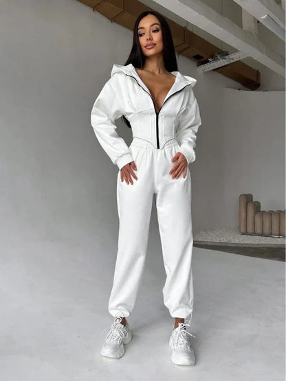 Fish Bone Zipper Slim Hoodie