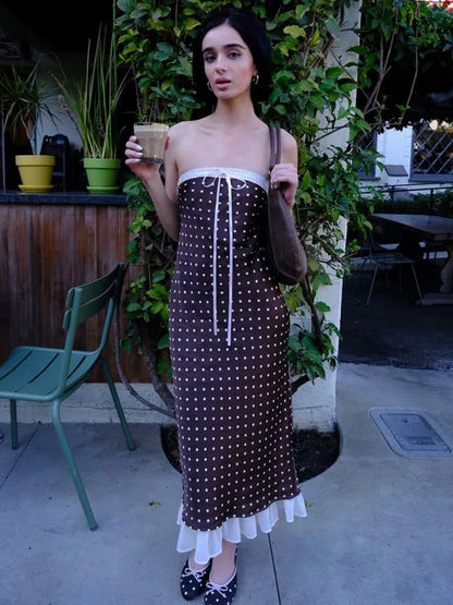 Strapless Backless Lace Midi Dress