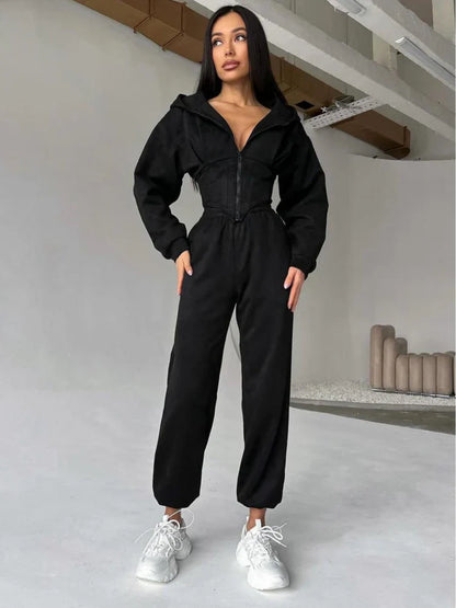 Fish Bone Zipper Slim Hoodie