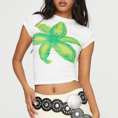 Floral Print Slim Fit Crop Top