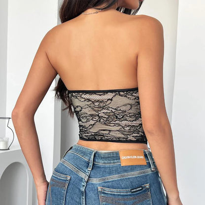 Lace Patchwork Hollow Out Strapless