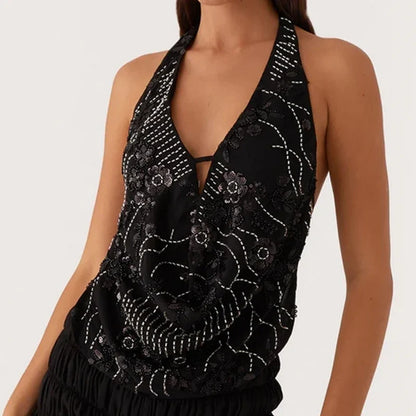 Sequin Sparkly Sleeveless Shirt Cami Top