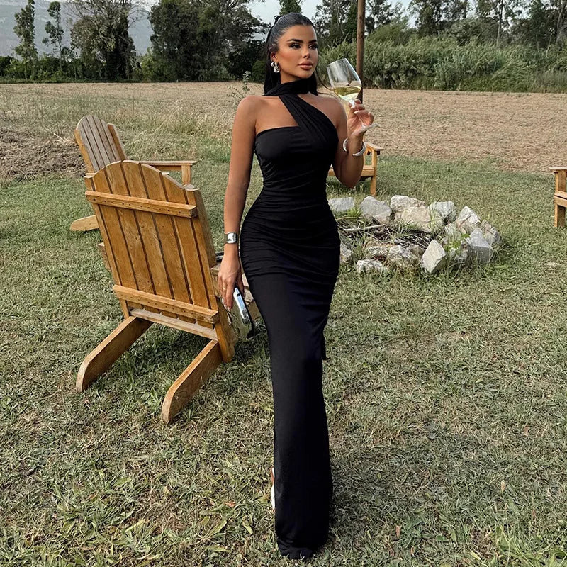 Strapless Off Shoulder Pleated Maxi Dress