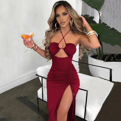 Sleeveless Sexy Backless Slim Midi Dress