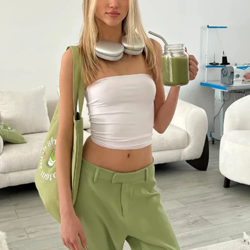 Basic Solid Color Strapless Vest