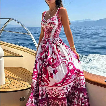 Strap Light Luxury Print Floral Dress