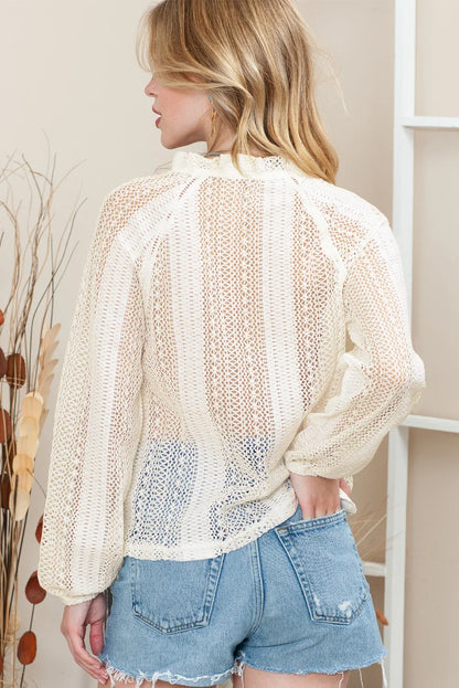 Vintage Lace Hollow Out Casual Blouse