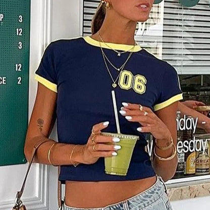 Digital Pattern Print Slim Fit Crop Top