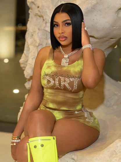 Sexy Print Cleavage Knit Set