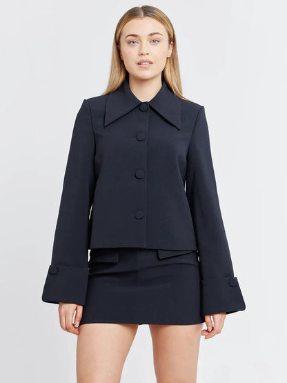 Autumn Lapel Coat Mini Skirt Suit