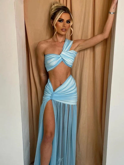 Sexy One Shoulder Maxi Knit Set