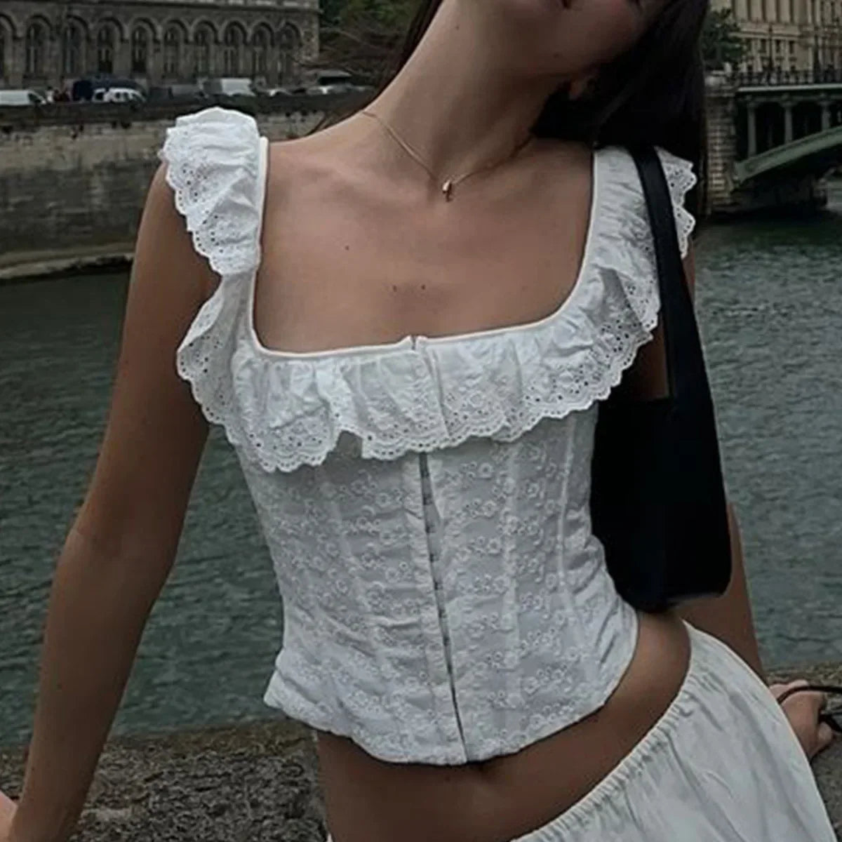 Lace-Up Corset Sexy Crop Cami Top