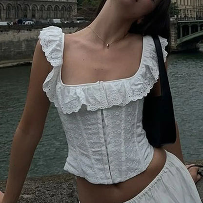 Lace-Up Corset Sexy Crop Cami Top