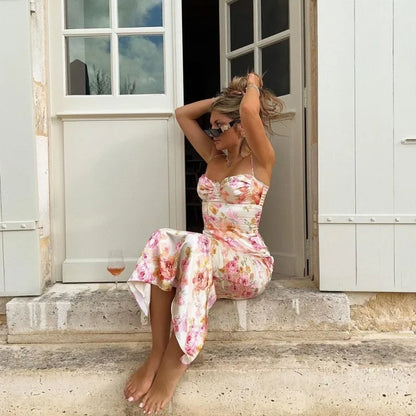 Spaghetti Strap Slim Fit Floral Dress