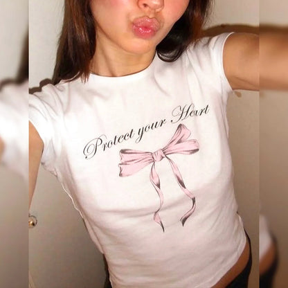 Letter Print Slim Fit Crop Top