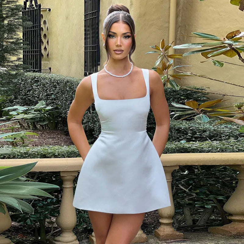 Waist Wrap A-Line Strap Mini Party Dress