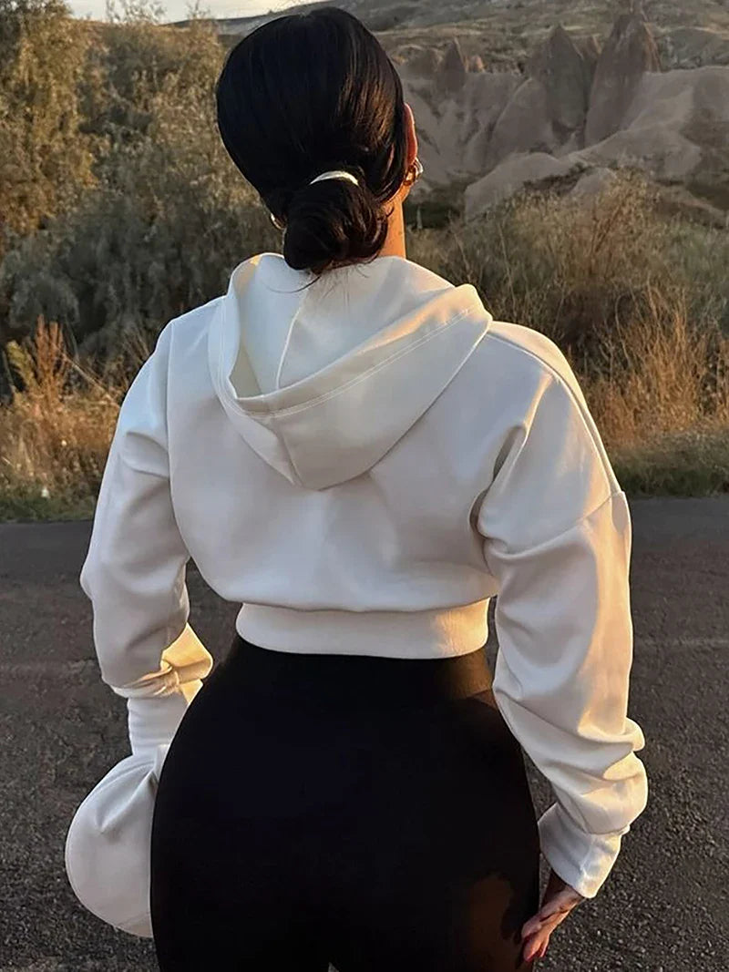 Fleece Cropped Zipper Hoodie