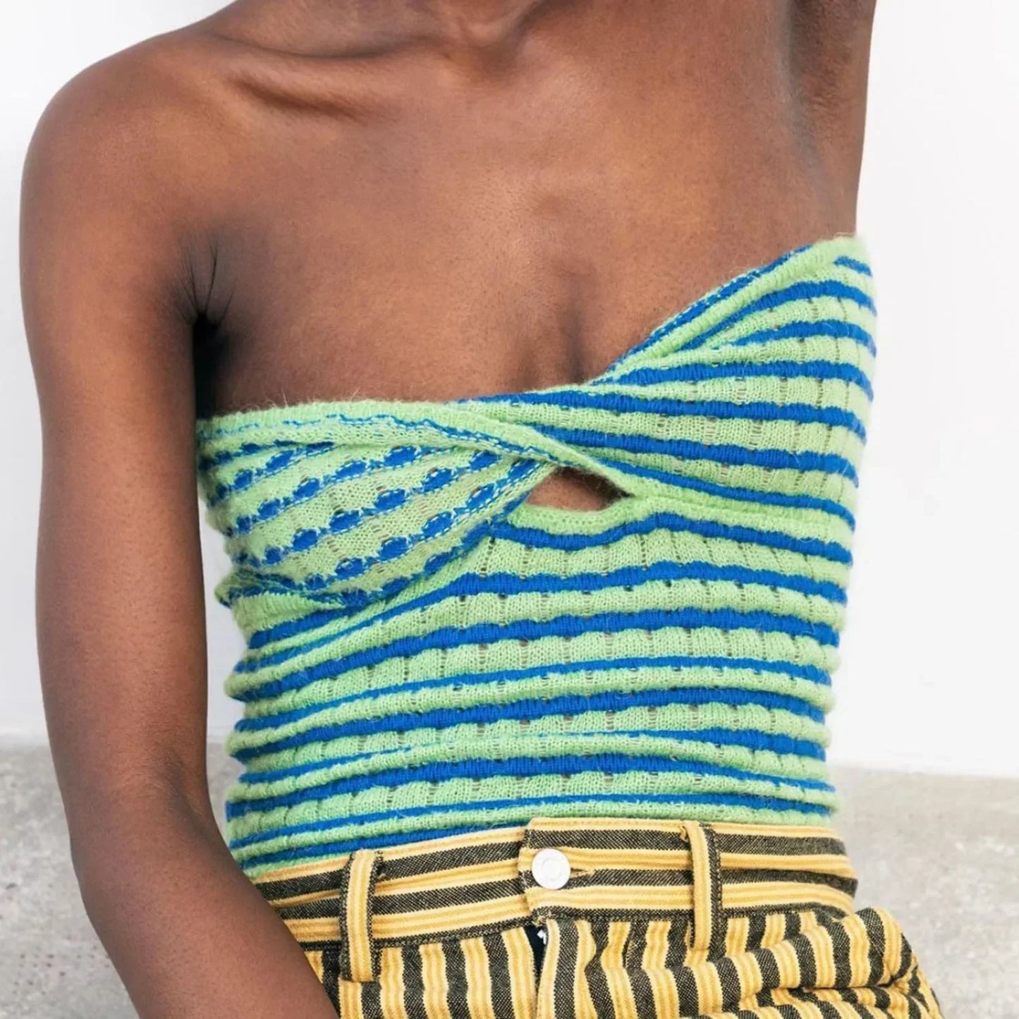 Striped Knit Beach Tank Strapless