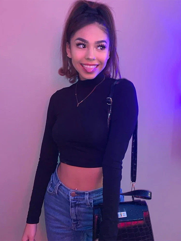 Hollow Out Long Sleeve Bandage Crop Top