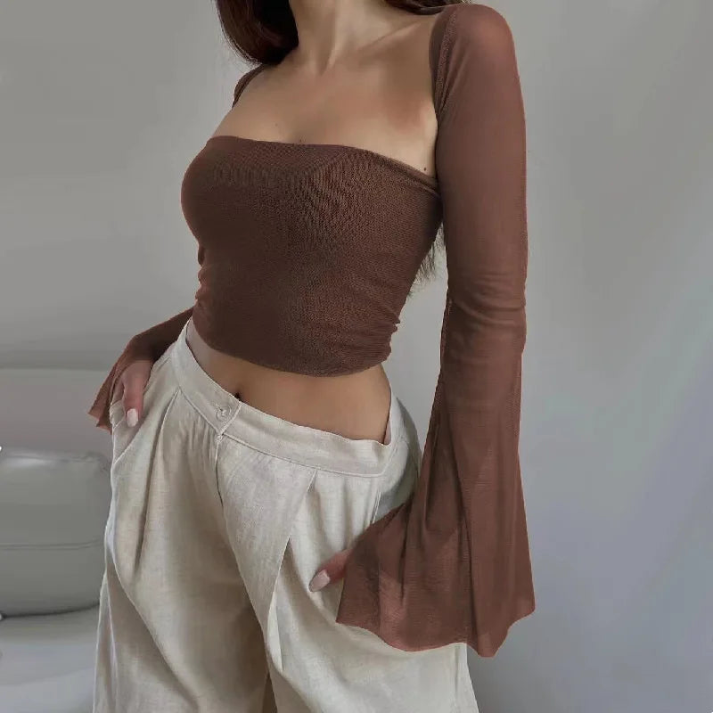 Aesthetic Vintage Mesh Sheer Top