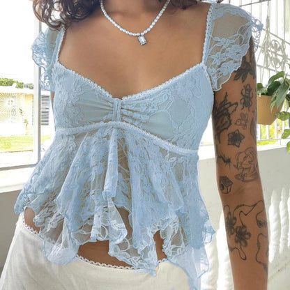 See-Through V Neck Tank Crop Top