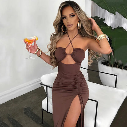 Sleeveless Sexy Backless Slim Midi Dress