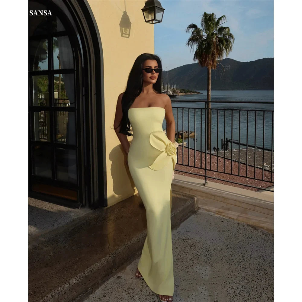 Mermaid Strapless Slit Prom Party Dress