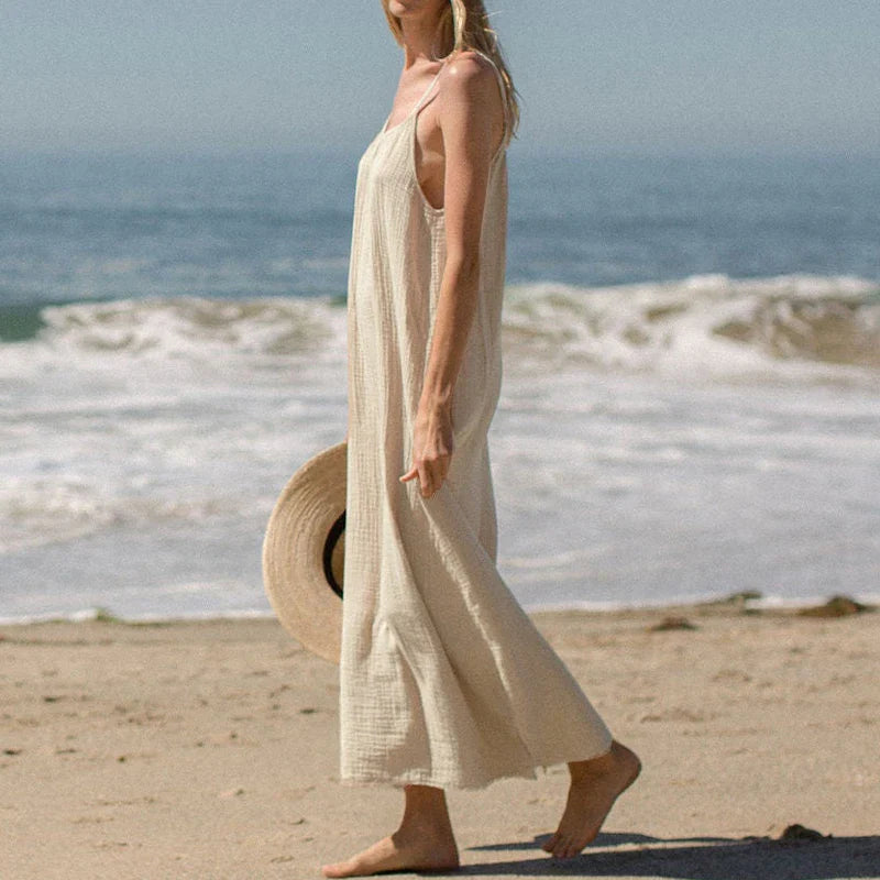Spaghetti Strap Casual Cotton Midi Dress